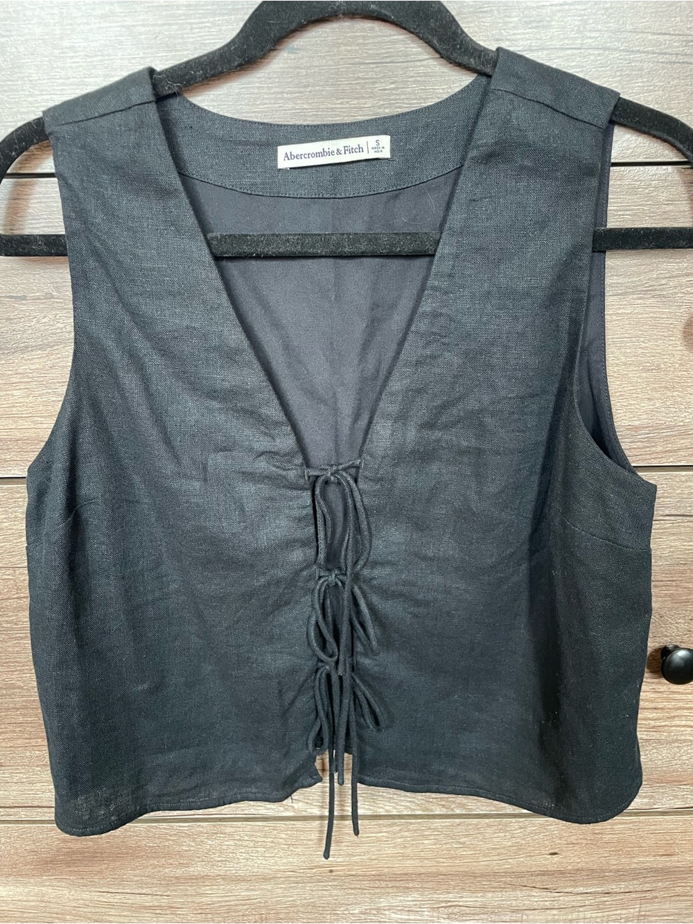 Abercrombie & Fitch tie front linen blend vest